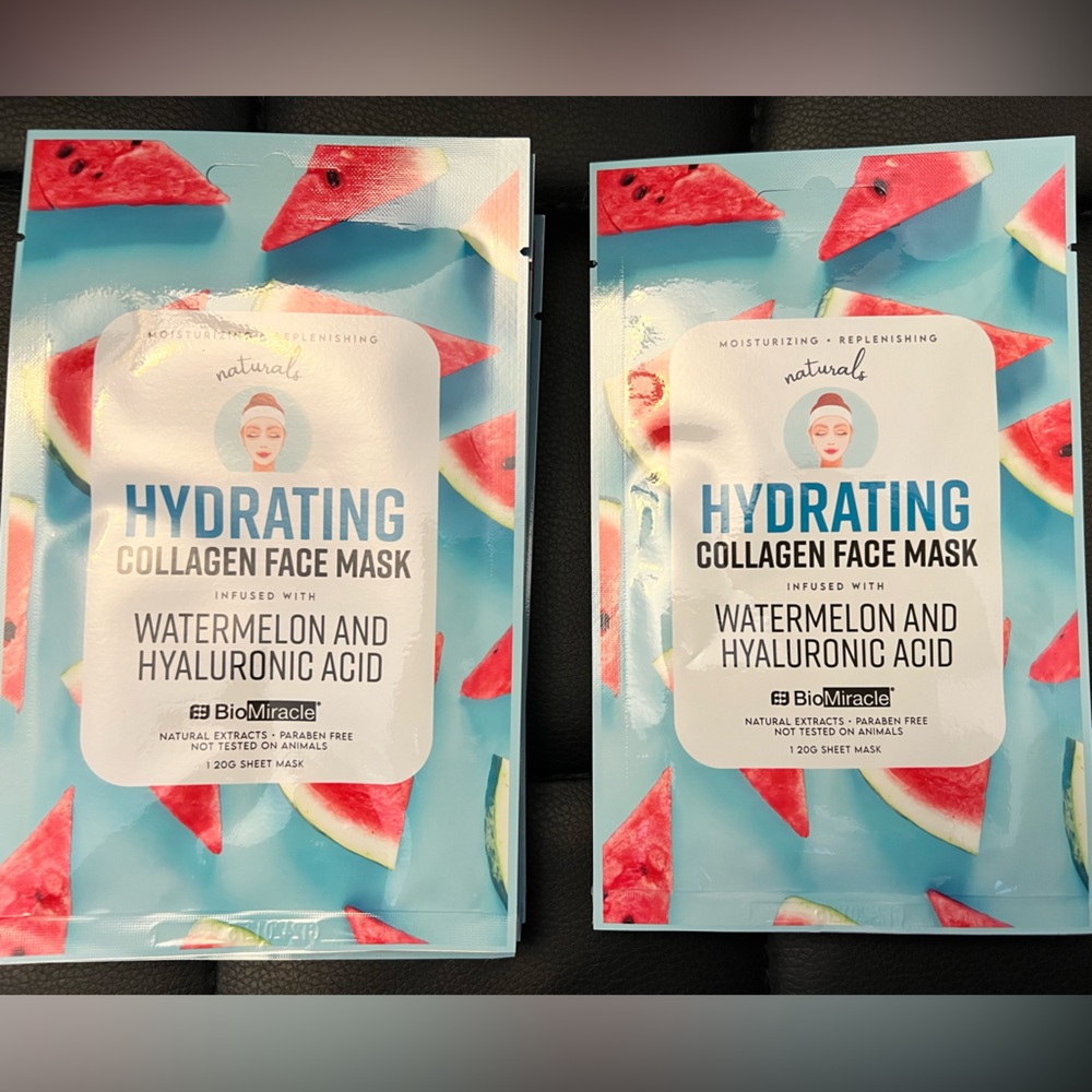 12pk BioMiracle Watermelon Collagen Sheet Masks - Hydrating with Hyaluronic Acid